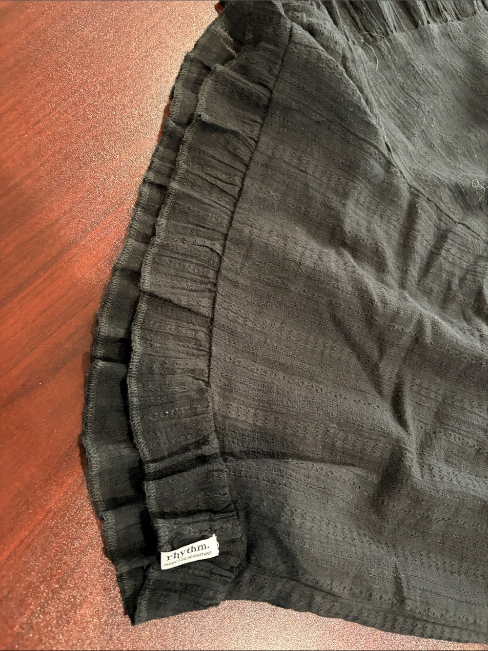 Rhythm. Black High-Waist Ruffle Hem Shorts - Picture 7 of 8
